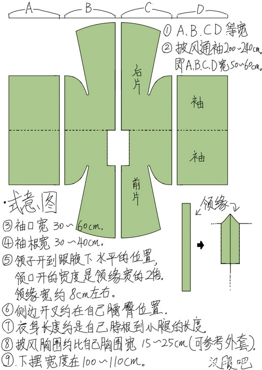 汉服披风制作裁剪图 披风制作教程