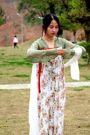 武汉一高校12位美女着汉服祭花神